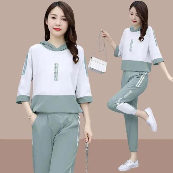 plus size tracksuits summer casual suit wild fashion korean style loose two piece set sleeve with hood stitching clothing green yellow gray, Black
plus size tracksuits summer casual suit wild fashion korean style loose two piece set sleeve with hood stitching clothing green yellow gray, Black