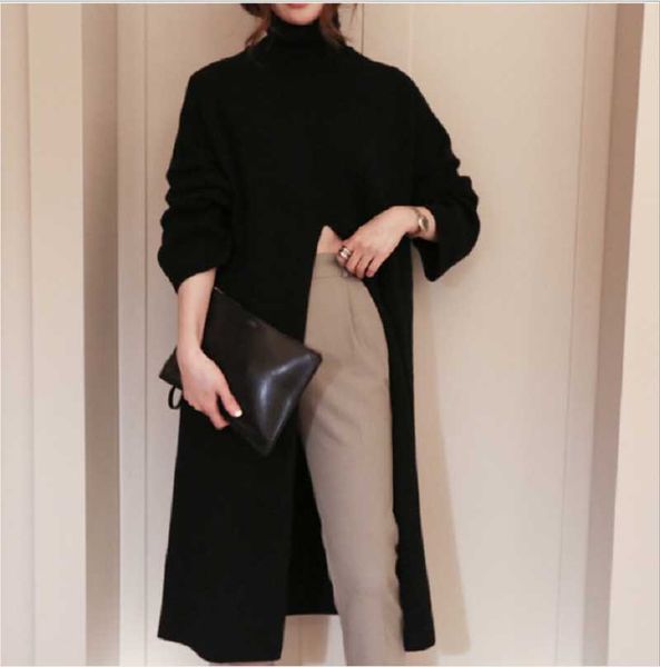 fashion turtleneck split long women sweater autumn winter knitting elegant loose female knitted pullovers women's sweaters, White;black
fashion turtleneck split long women sweater autumn winter knitting elegant loose female knitted pullovers women's sweaters, White;black