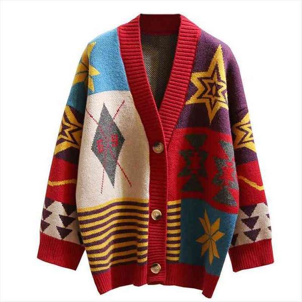 women long and cardigans sweater knit jackets oversized geometric single breasted loose female winter, White;black
women long and cardigans sweater knit jackets oversized geometric single breasted loose female winter, White;black