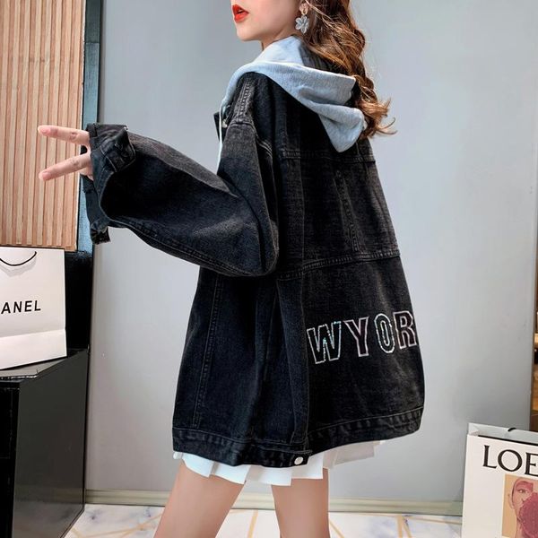 women's jackets fashion hooded denim jacket for women bf stylish loose long sleeve ladies outwear 2021 spring autumn casual jean coat t, Black;brown
women's jackets fashion hooded denim jacket for women bf stylish loose long sleeve ladies outwear 2021 spring autumn casual jean coat t, Black;brown