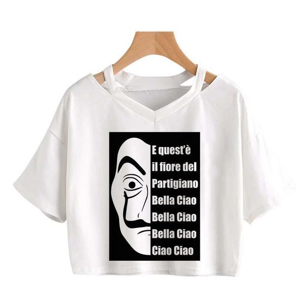 money heist printing the house womens t shirts of paper casa de papel tee women summer casual crop v, White
money heist printing the house womens t shirts of paper casa de papel tee women summer casual crop v, White