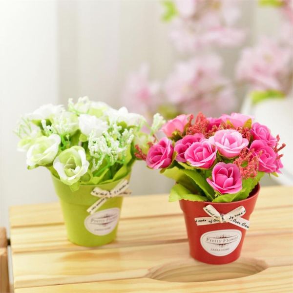 silk rose artificial flowers bouquet fake with plastic vase mini bonsai for home garden decoration farmhouse decor decorative & wreaths
silk rose artificial flowers bouquet fake with plastic vase mini bonsai for home garden decoration farmhouse decor decorative & wreaths