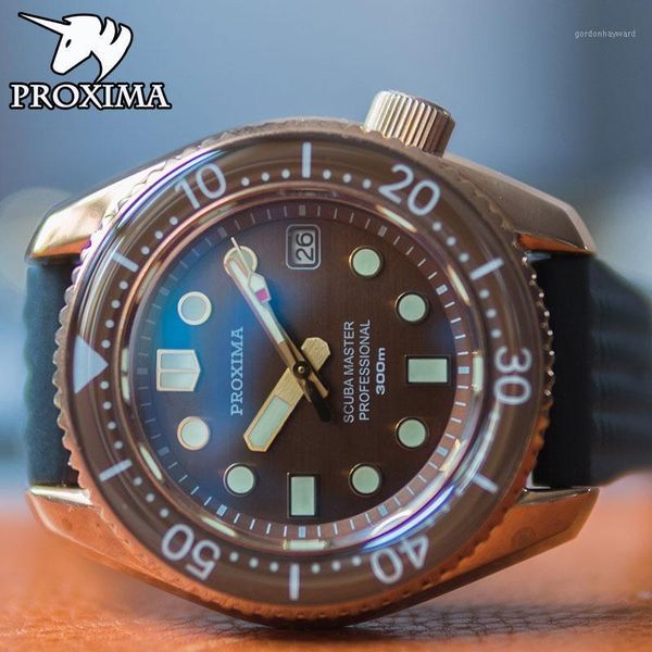 proxima 2021 men's mechanical watch luxury bronze diving sapphire glass waterproof nh35 automatic 300m wristwatches, Slivery;brown
proxima 2021 men's mechanical watch luxury bronze diving sapphire glass waterproof nh35 automatic 300m wristwatches, Slivery;brown