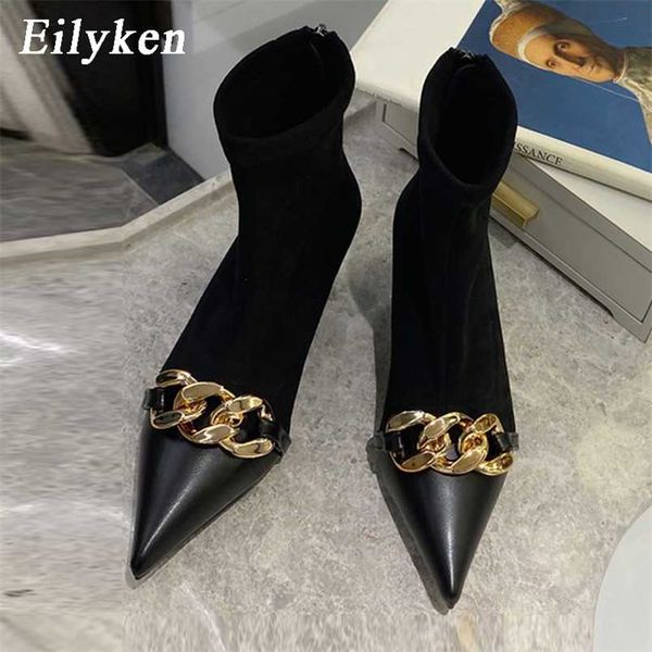 eilyken autumn fashion pointed toe metal chain decoration women ankle boots low thin heels shoes zipper short bootties pumps 211103, Black
eilyken autumn fashion pointed toe metal chain decoration women ankle boots low thin heels shoes zipper short bootties pumps 211103, Black