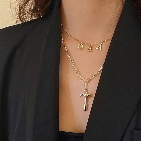 chains female necklace double layer letter chain pendent woman gold color neck trendy goth punk party women jewelry necklaces, Silver
chains female necklace double layer letter chain pendent woman gold color neck trendy goth punk party women jewelry necklaces, Silver