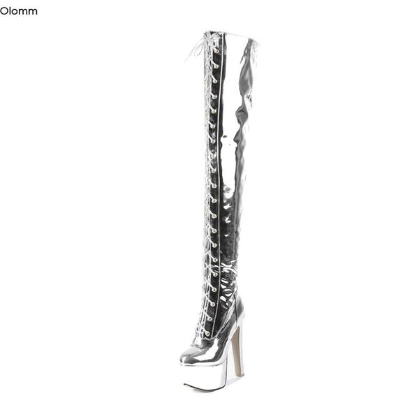 boots olomm women platform thigh high thin heels round toe gorgeous silver night club shoes us size 3-16, Black
boots olomm women platform thigh high thin heels round toe gorgeous silver night club shoes us size 3-16, Black