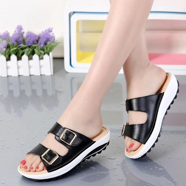 slippers platform designer summer cool drag leisure leather women's non slip thick bottom slope heel student beach sandals, Black
slippers platform designer summer cool drag leisure leather women's non slip thick bottom slope heel student beach sandals, Black