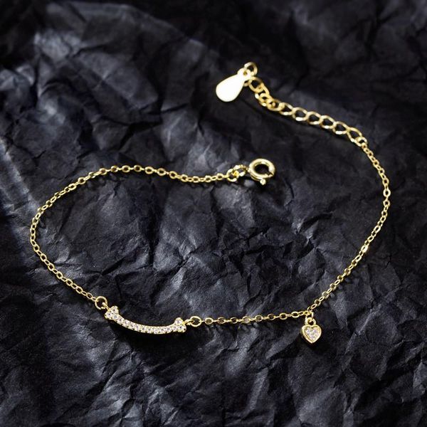 link, chain smile love heart bracelet 925 sterling silver platinum plating simplicity inlay drill positive energy exquisite z6381, Black
link, chain smile love heart bracelet 925 sterling silver platinum plating simplicity inlay drill positive energy exquisite z6381, Black