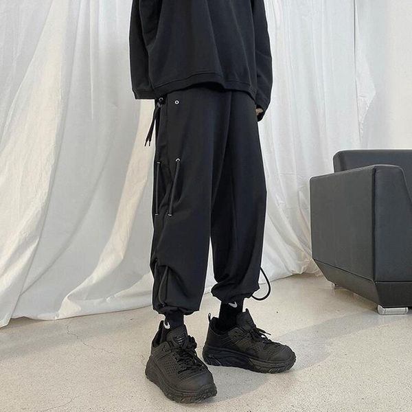 men's pants men drawstring leggings functional overalls man clothes korean fashion wild loose straight handsome male casual trousers, Black
men's pants men drawstring leggings functional overalls man clothes korean fashion wild loose straight handsome male casual trousers, Black