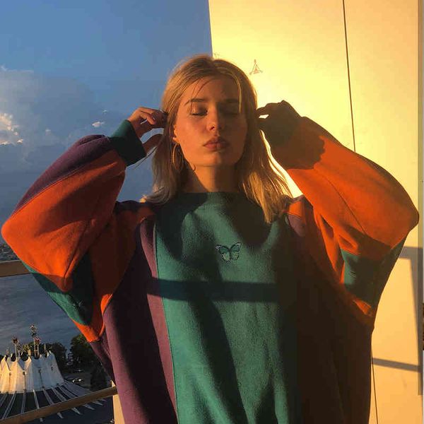 women's hoodies & sweatshirts refletor de cor contraste costura retro americano suéter bordado borboleta maré feminina europeus e amer, Black
women's hoodies & sweatshirts refletor de cor contraste costura retro americano suéter bordado borboleta maré feminina europeus e amer, Black