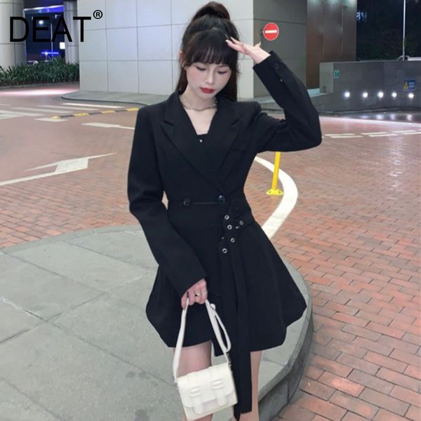 deat new notched collar full sleeves high waist belt slim black korea styles blazer fake two pieces wr36601m 210428, White;black
deat new notched collar full sleeves high waist belt slim black korea styles blazer fake two pieces wr36601m 210428, White;black