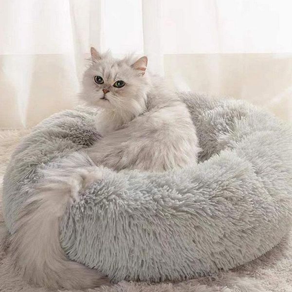 kennels & pens long plush pet dog bed comfortable donut cuddler round kennel soft washable and cat cushion winter warm