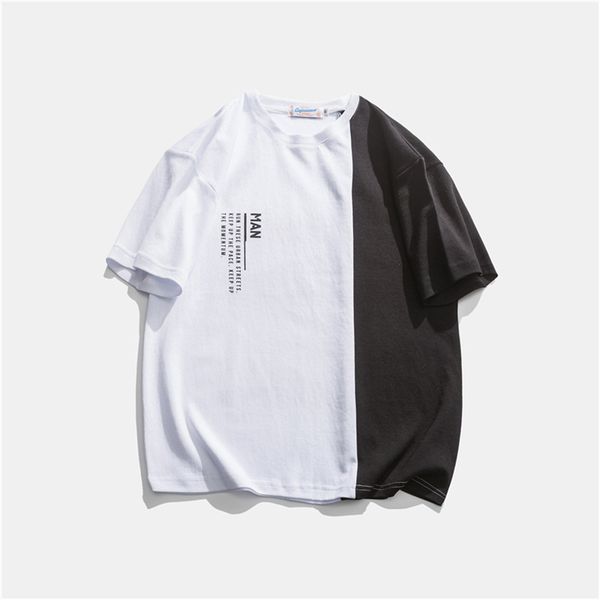 no vulgarity 2021 summer new black and white splicing short sleeve men's fashion brand functional wind drop shoulder printing casual t-, White;black
no vulgarity 2021 summer new black and white splicing short sleeve men's fashion brand functional wind drop shoulder printing casual t-, White;black