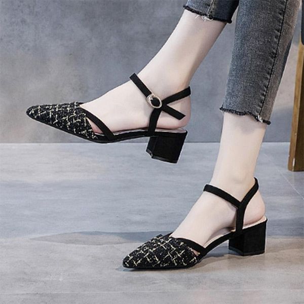summer women sandals pointed toe dress shoes plaid pumps woman office buckle strap high heels sandalias mujer, Black
summer women sandals pointed toe dress shoes plaid pumps woman office buckle strap high heels sandalias mujer, Black