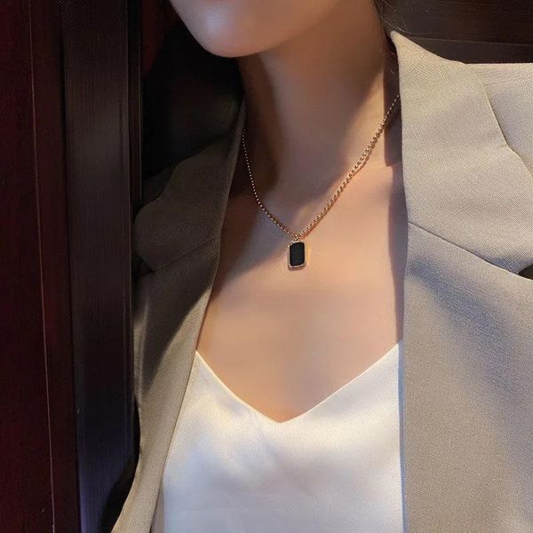 pendant necklaces korea fashion metal geometric square black epoxy necklace ladies simple clown clavicle short jewelry, Silver
pendant necklaces korea fashion metal geometric square black epoxy necklace ladies simple clown clavicle short jewelry, Silver