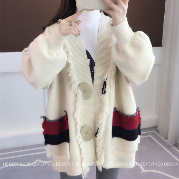 womens sweater cardigans tassel thicken knit loose korean style casual 5-colors patchwork pockets autumn winter chic ladies coat, White;black
womens sweater cardigans tassel thicken knit loose korean style casual 5-colors patchwork pockets autumn winter chic ladies coat, White;black