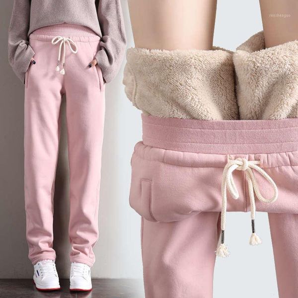 thicken lambs velvet long straight pants women casual loose autumn winter drawstring waist cotton trousers warm sweatpants c6820 women', Black;white
thicken lambs velvet long straight pants women casual loose autumn winter drawstring waist cotton trousers warm sweatpants c6820 women', Black;white