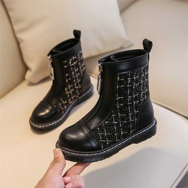 children' shoes front zipper elegant princess martin boots autumn fashion microfiber leather girls plush 211102, Black;grey
children' shoes front zipper elegant princess martin boots autumn fashion microfiber leather girls plush 211102, Black;grey