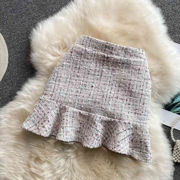 spring high-waist tweed fishtail bag womens skirt hip short all-match anti-glare a-line, Black
spring high-waist tweed fishtail bag womens skirt hip short all-match anti-glare a-line, Black
