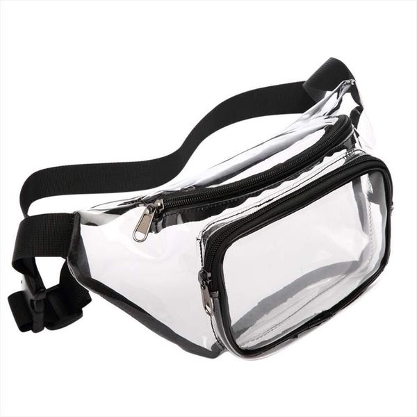 transparent clear women sport waist bag pvc pack waterproof fanny cute purse adjustable belt s03