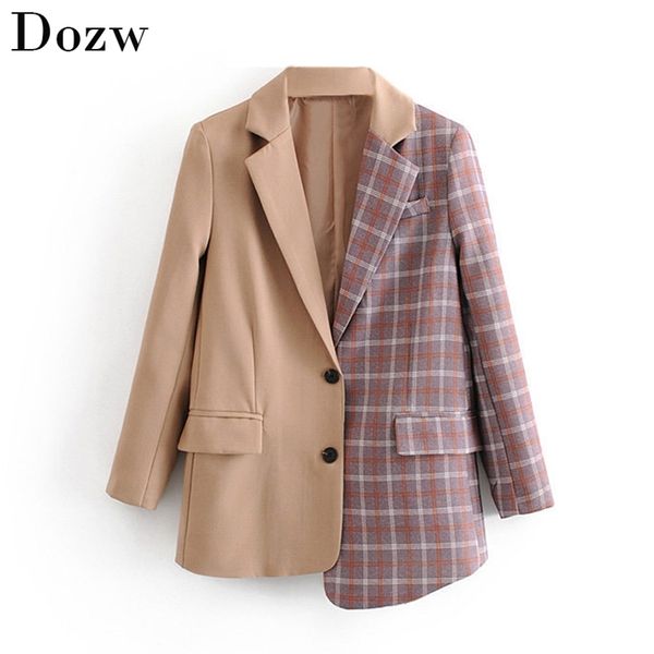 vintage stylish patchwork plaid office ladies blazer coat women female long sleeve asymmetrical hem autumn outwear 210515, White;black
vintage stylish patchwork plaid office ladies blazer coat women female long sleeve asymmetrical hem autumn outwear 210515, White;black