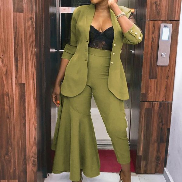 two piece dress 2021 women fashion matching sets single button mesh patchwork full sleeve coat one ruffles flare pants 2 green outfit, White
two piece dress 2021 women fashion matching sets single button mesh patchwork full sleeve coat one ruffles flare pants 2 green outfit, White