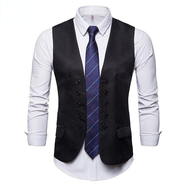 men's vests men vest classic formal business solid color double breasted suit single waistcoat sleeveless, Black;white
men's vests men vest classic formal business solid color double breasted suit single waistcoat sleeveless, Black;white
