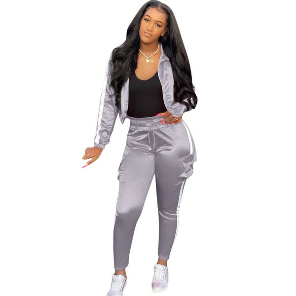 lady clothing luminous strip stitching sports casual two piece set zipper cardigan high waist drawstring tracksuits set 210414, White
lady clothing luminous strip stitching sports casual two piece set zipper cardigan high waist drawstring tracksuits set 210414, White