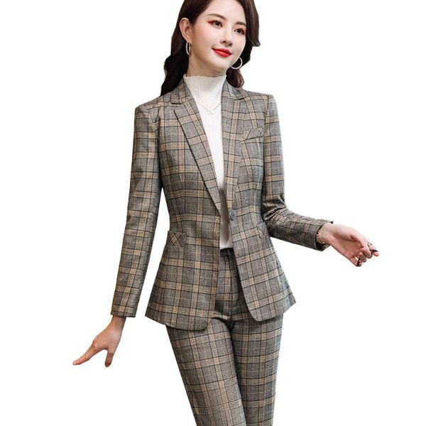 women's two piece pants female women yellow gray plaid formal pant suit 2 set for office ladies business work wear blazer jacket and tr, White
women's two piece pants female women yellow gray plaid formal pant suit 2 set for office ladies business work wear blazer jacket and tr, White