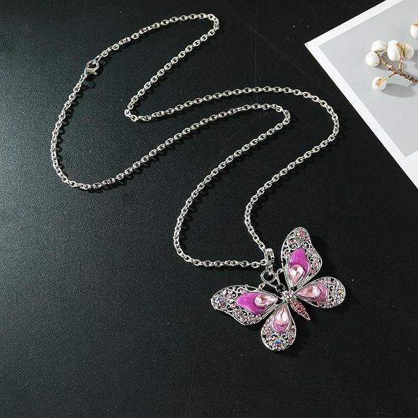 pendant necklaces butterfly necklace jewelry autumn accessories hip enamel crystal long chain women, Silver
pendant necklaces butterfly necklace jewelry autumn accessories hip enamel crystal long chain women, Silver