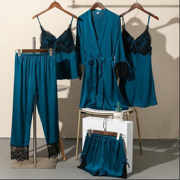 5 pieces robe sets womens sleepwears summer lace embroidery sleep dressing set silk satin kimono plus size nightgowns sleepshirts pyjama, Black;red
5 pieces robe sets womens sleepwears summer lace embroidery sleep dressing set silk satin kimono plus size nightgowns sleepshirts pyjama, Black;red