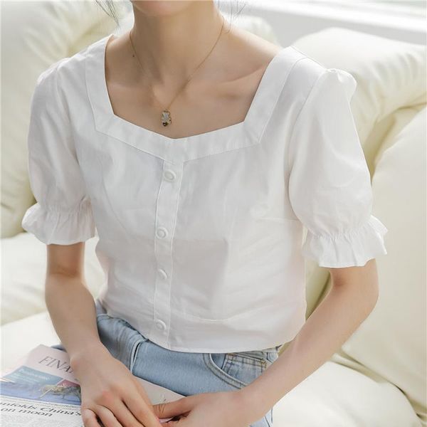 women's blouses & shirts hzirip 2021 summer french retro single breasted solid short shirt button blouse temperament all-match sweet gi, White
women's blouses & shirts hzirip 2021 summer french retro single breasted solid short shirt button blouse temperament all-match sweet gi, White