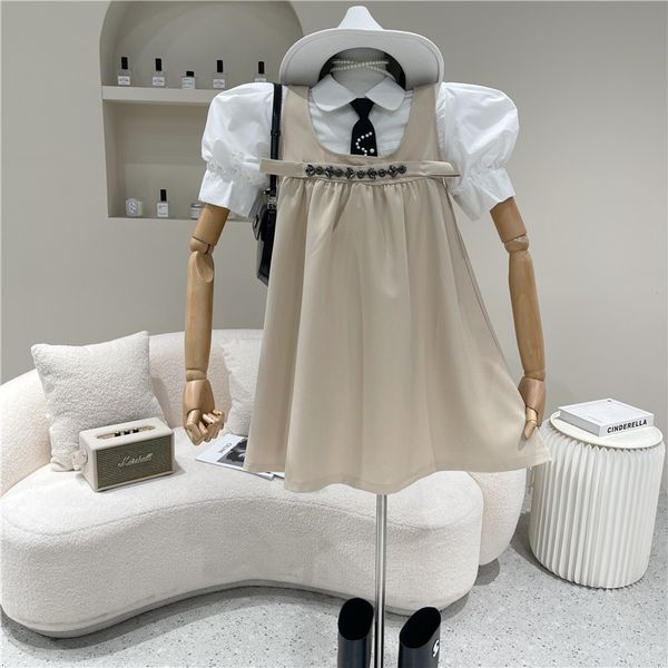 women's summer 2021 niche fashion design dress + bubble short white shirt sleeve, Black;gray
women's summer 2021 niche fashion design dress + bubble short white shirt sleeve, Black;gray