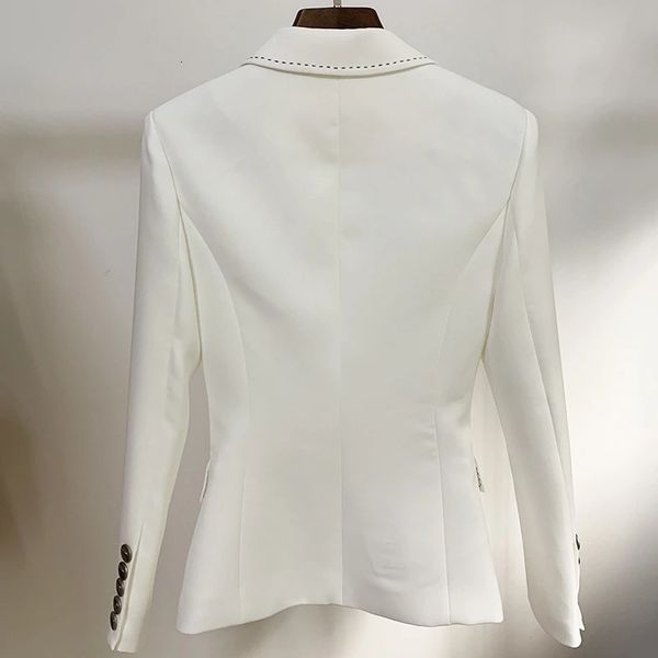 european and american high-quality crimped double-breasted slim blazer, White;black
european and american high-quality crimped double-breasted slim blazer, White;black