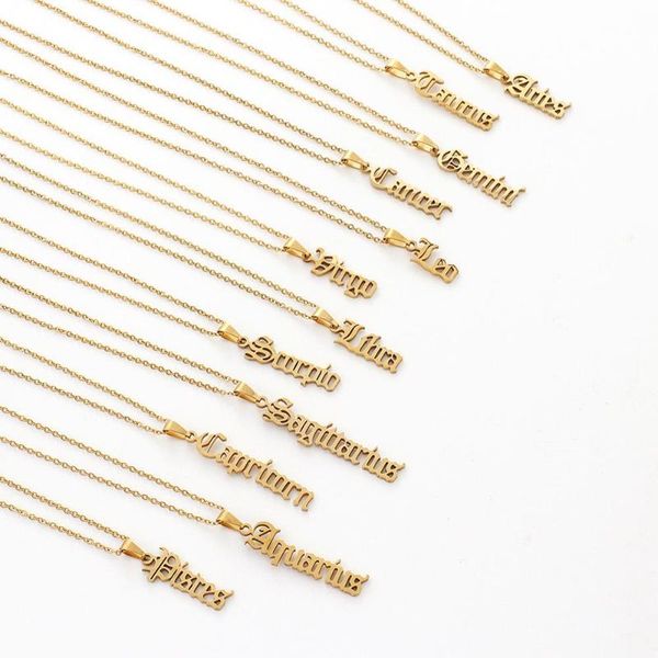 pendant necklaces zodiac necklace old english custom choker letter chain name jewelry women gold constellation birthday gifts, Silver
pendant necklaces zodiac necklace old english custom choker letter chain name jewelry women gold constellation birthday gifts, Silver