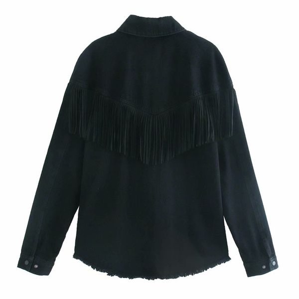 jackets retro fashion tassel lapel long sleeve women's loose denim black jacket coat chic casual frayed trim female, Black;brown
jackets retro fashion tassel lapel long sleeve women's loose denim black jacket coat chic casual frayed trim female, Black;brown