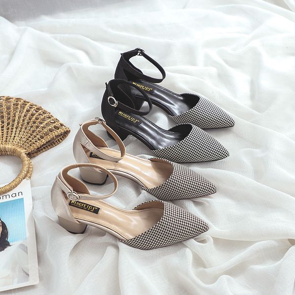 closed toe sandals thick heels summer woman shoes shallow fairy girl cover heels sandalia feminina pointy toe all match footwear, Black
closed toe sandals thick heels summer woman shoes shallow fairy girl cover heels sandalia feminina pointy toe all match footwear, Black