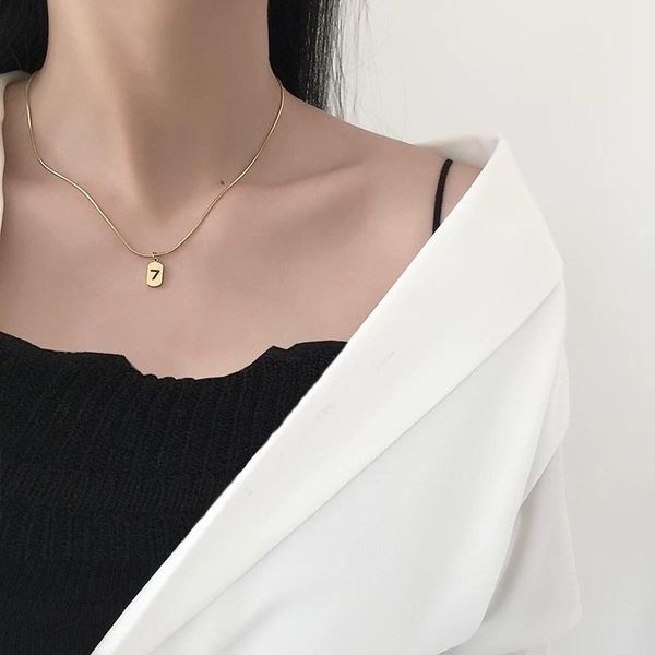 pendant necklaces lucky number 7 titanium steel necklace clavicle chain niche design furnace plating, Silver
pendant necklaces lucky number 7 titanium steel necklace clavicle chain niche design furnace plating, Silver