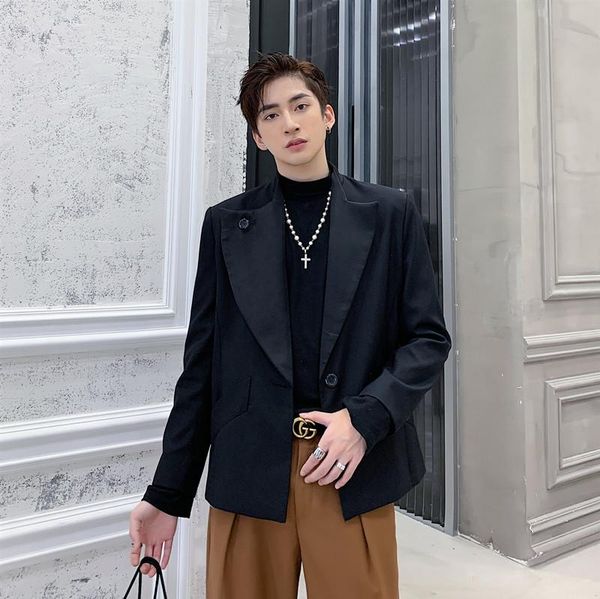 men's suits & blazers men outerwear asymmetry collar loose casual single button suit jacket male japan streetwear vintage fashion short, White;black
men's suits & blazers men outerwear asymmetry collar loose casual single button suit jacket male japan streetwear vintage fashion short, White;black