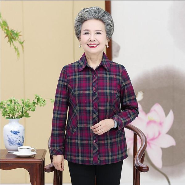 plaid shirt women casual plus size middle age mother long sleeve spring autumn grandma clothing pocket blouse women's blouses & shirts, White
plaid shirt women casual plus size middle age mother long sleeve spring autumn grandma clothing pocket blouse women's blouses & shirts, White