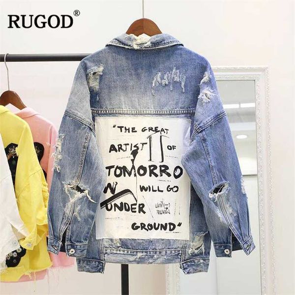 rugod new vintage letter print frayed jean jacket women autumn winter ripped hole denim coat female bomber jackets casaco, Black;brown
rugod new vintage letter print frayed jean jacket women autumn winter ripped hole denim coat female bomber jackets casaco, Black;brown