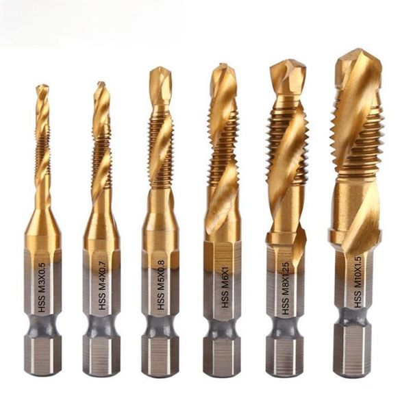 hand tools 6pcs m3-m10 hex shank titanium plated hss screw thread metric tap drill bits machine compound
hand tools 6pcs m3-m10 hex shank titanium plated hss screw thread metric tap drill bits machine compound