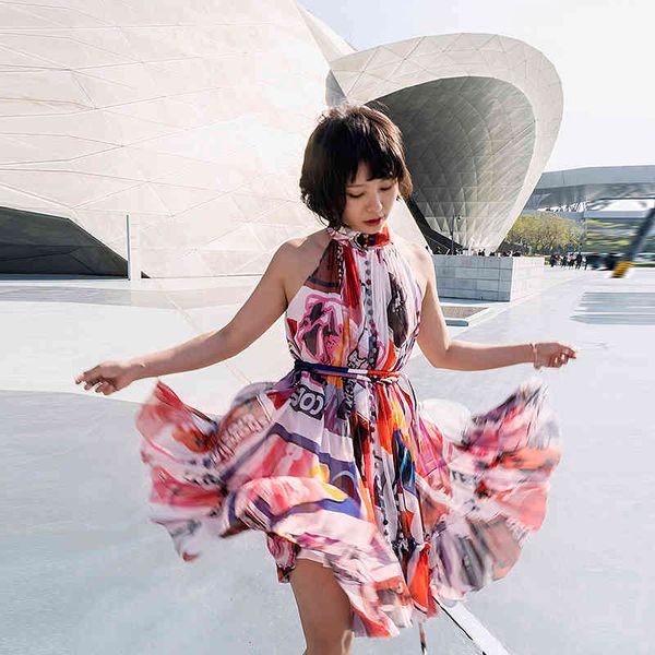 a line boho beach women dresses summer sleeveless bow letter flower print button halter ruffles casual mini dress vestidos, Black;gray 
a line boho beach women dresses summer sleeveless bow letter flower print button halter ruffles casual mini dress vestidos, Black;gray