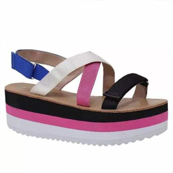 summer shoes woman flat platform sandals rainbow color matching casual fashion beach thick soled women's wedges, Black
summer shoes woman flat platform sandals rainbow color matching casual fashion beach thick soled women's wedges, Black