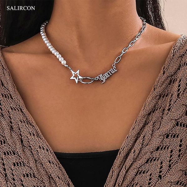 pendant necklaces salircon kpop imitation pearl choker necklace for women statement simple star letter beeded chain fashion jewelry gift, Silver
pendant necklaces salircon kpop imitation pearl choker necklace for women statement simple star letter beeded chain fashion jewelry gift, Silver