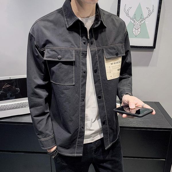 men's jackets men 2021 spring fashion solid color thin male single breasted casual outerwear short slim pockets overcoats o64, Black;brown
men's jackets men 2021 spring fashion solid color thin male single breasted casual outerwear short slim pockets overcoats o64, Black;brown