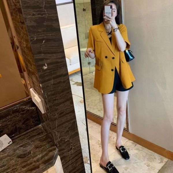 women's suits & blazers short sleeve suit coat fashion spring summer 2021 thin korean retro loose yellow fried street, White;black
women's suits & blazers short sleeve suit coat fashion spring summer 2021 thin korean retro loose yellow fried street, White;black