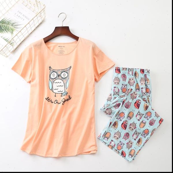 summer pajamas cotton cute womens sleepwears print owl pajama set capris elastic waist plus size lounge pijamas s92904, Black;red
summer pajamas cotton cute womens sleepwears print owl pajama set capris elastic waist plus size lounge pijamas s92904, Black;red