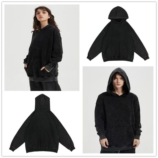 men's hoodies & sweatshirts solid color no pattern simpl 21fw men women terry cloth loose washed retro distressed pullovers, Black
men's hoodies & sweatshirts solid color no pattern simpl 21fw men women terry cloth loose washed retro distressed pullovers, Black