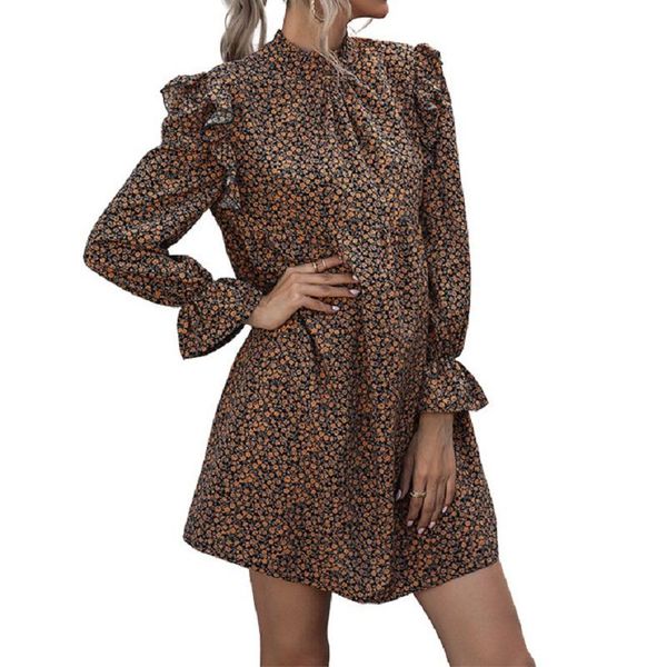 casual dresses elegant fashion women's floral 2021 autumn loose half-high collar pleated ruffled flared sleeve mini dress, Black;gray
casual dresses elegant fashion women's floral 2021 autumn loose half-high collar pleated ruffled flared sleeve mini dress, Black;gray